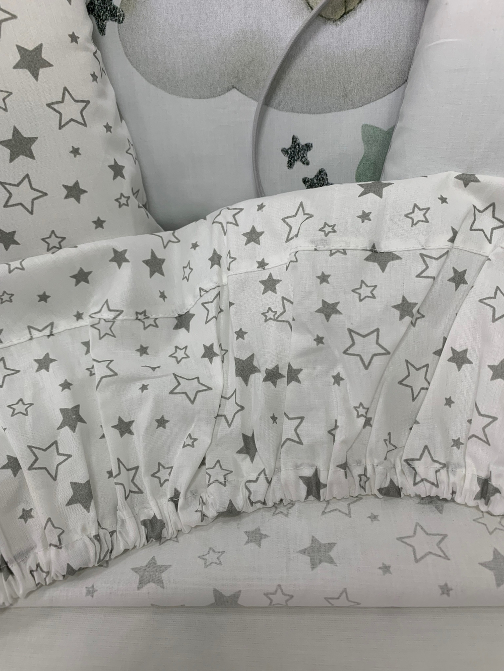 Комплект в кроватку 18 предметов "Сонный тигренок" серый, сатин