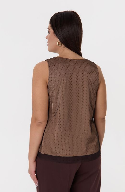 Топ двухслойный из сетки в мушку, черный