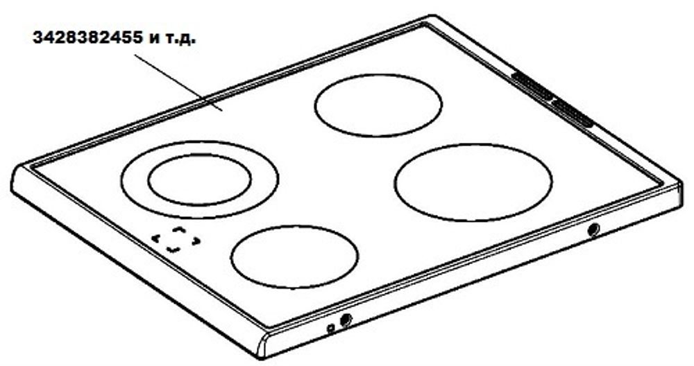 Стеклокерамическая варочная поверхность ELECTROLUX 3428382455 зам. 3428280709, 3428280667