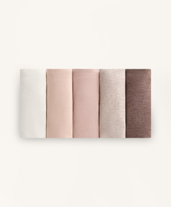 OYSHO Набор из пяти классических трусиков из смесовой хлопковой ткани, бежево-розовый