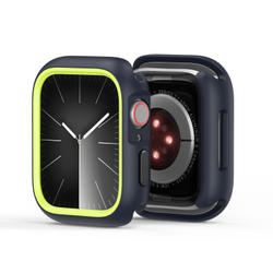 Чехол-бампер для часов Apple Watch 44мм для моделей 4, 5, 6 и SE, черный с зелеными вставками (Midnight/Green) от Dux Ducis, серия Bamo Series Case