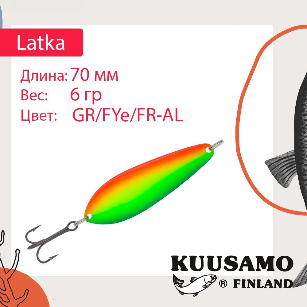 Блесна колебалка Kuusamo Latka 70/14 BLU/R-S