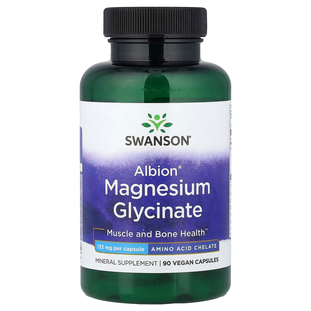 Swanson, Albion®, глицинат магния, 133 мг, 90 веганских капсул