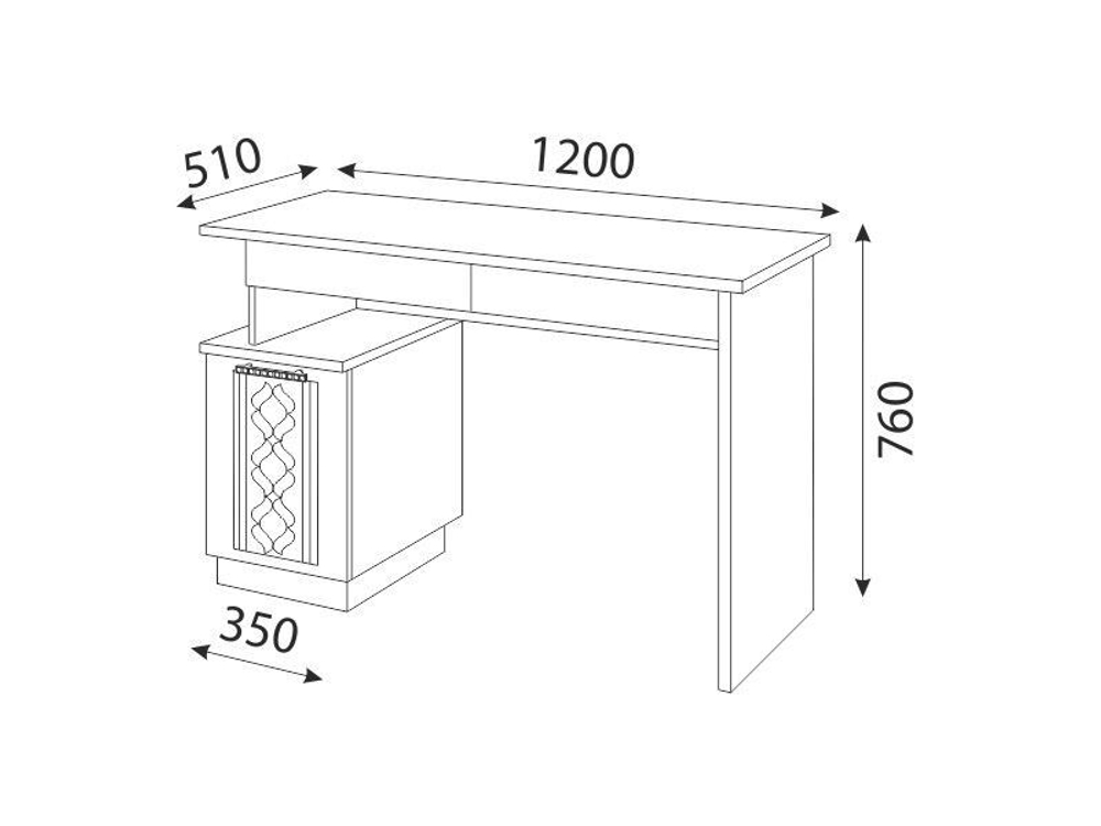 Стол письменный с ящиками Дуб Табачный/Чёрный Графит, МАРКЕ, 120х60х75,5 см