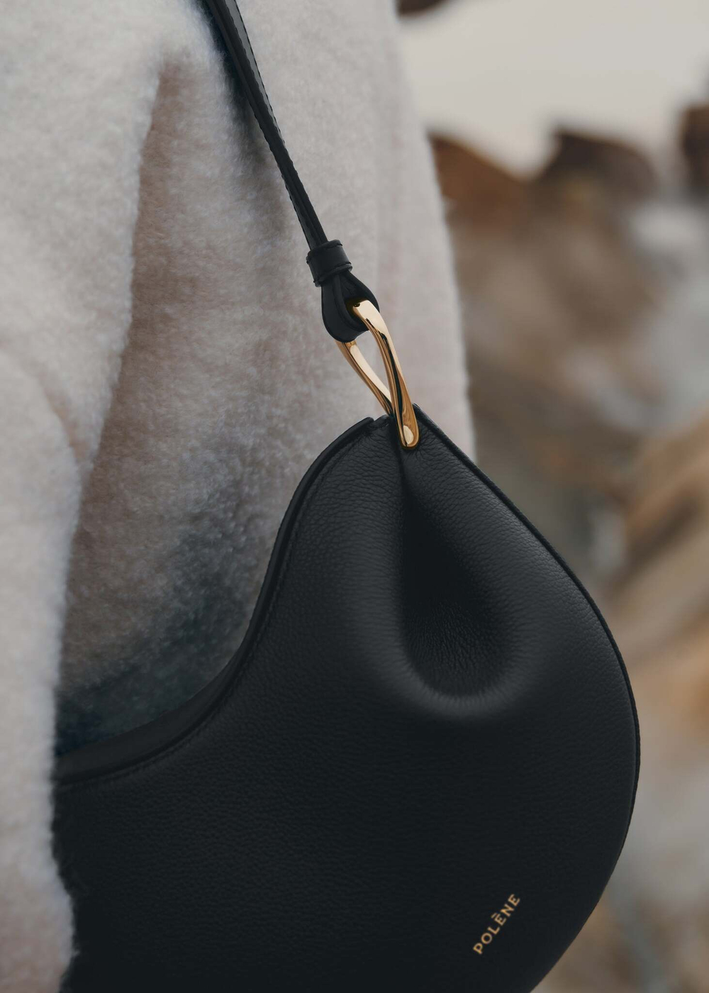 Сумка Polene Tonca EDITION NOIR GRAINÉ