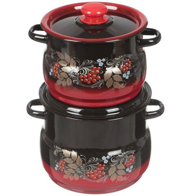 Набор эмалированной посуды 4 пр, кастрюли 4,5.5 л, Сиб товары, Рябинка 10, N10L05, в асс