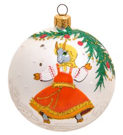 Элита НФШ-1506/1 Ел.украшение Шар «Козочка танцующая» белый 95 мм