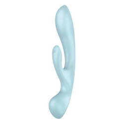 Гибкий вибратор-кролик 2 в 1 Satisfyer Triple Oh, голубой
