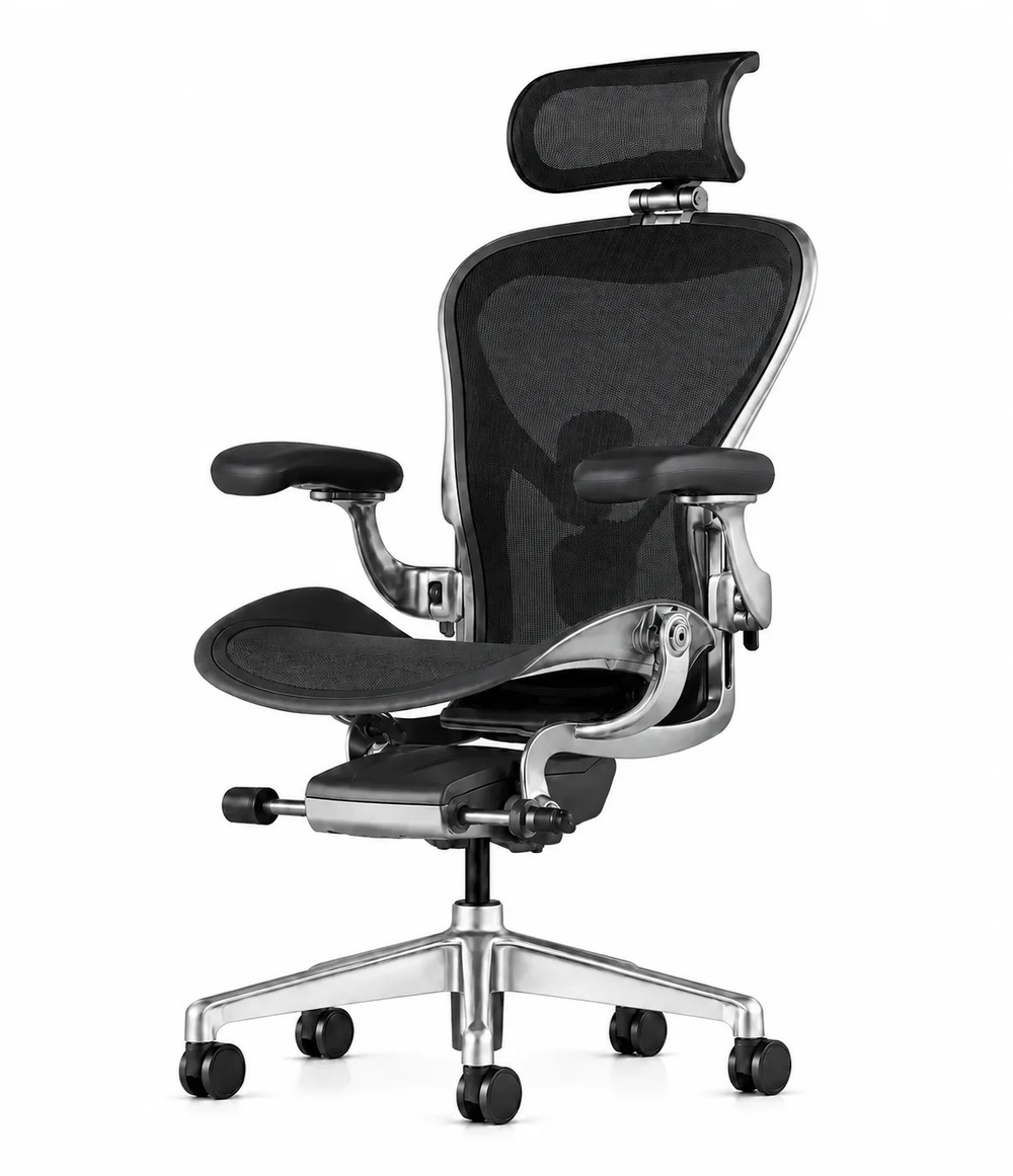 Кресло Herman Miller Aeron Black Onyx Polished Aluminium, размер B