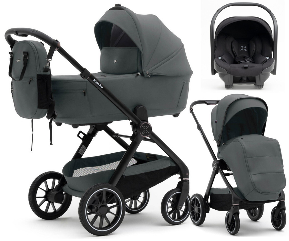 Коляска Agex Prima Pro 3 в 1 с автокреслом i-Team Black APP633 Grey (Серый)
