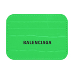Balenciaga Cow Leather Card Holder Women"s Neon Green