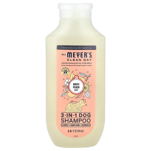 Mrs. Meyers Clean Day, Шампунь для собак 3 в 1, белый персик, 414 мл (14 жидк. Унций)