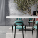 Стул барный LATITUDE Ror, Round, велюр, черный/светло-бирюзовый