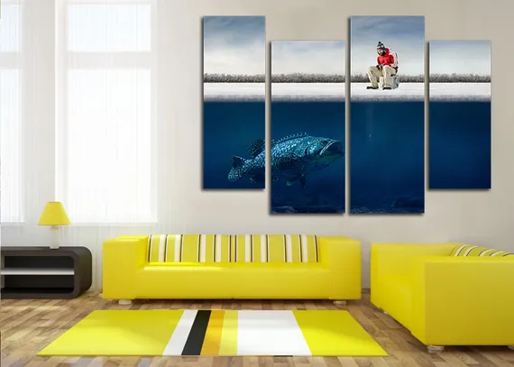 Модульная картина "Зимняя рыбалка"