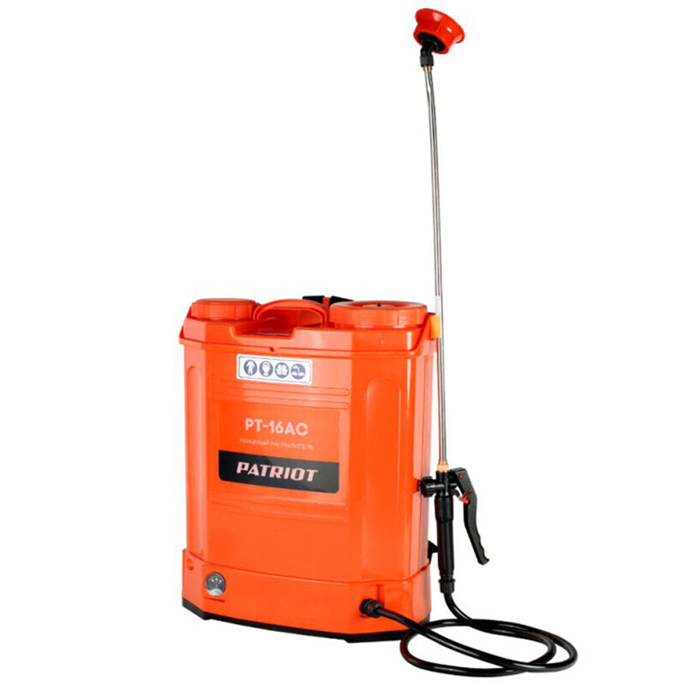 Опрыскиватель садовый аккум, Patriot, 16 л, свинц-кислот, 8 А.ч, 12 В, ранцевый, PT-16AC