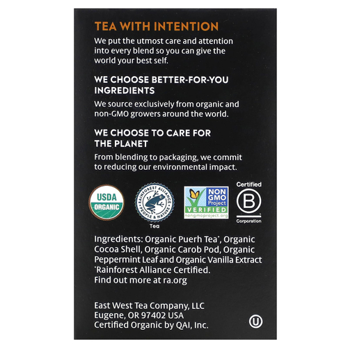 Choice Organic Teas, Puerh Tea, какао и мята пуэр, 16 чайных пакетиков, 32 г (1,12 унции)