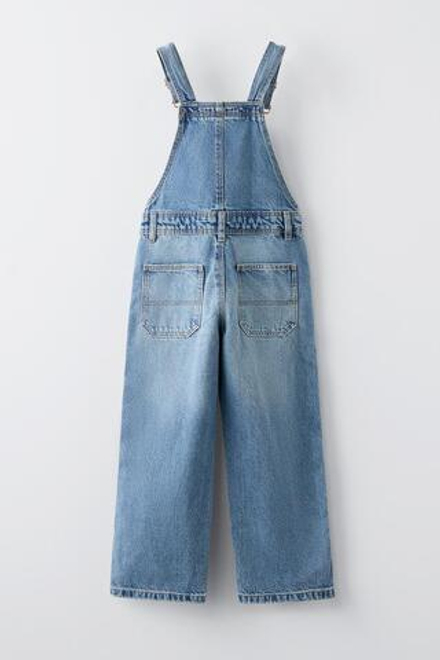 ZARA ДЛИННЫЙ ДЖИНСОВЫЙ КОМБИНЕЗОН, СИНИЙ/БЕЛЫЙ