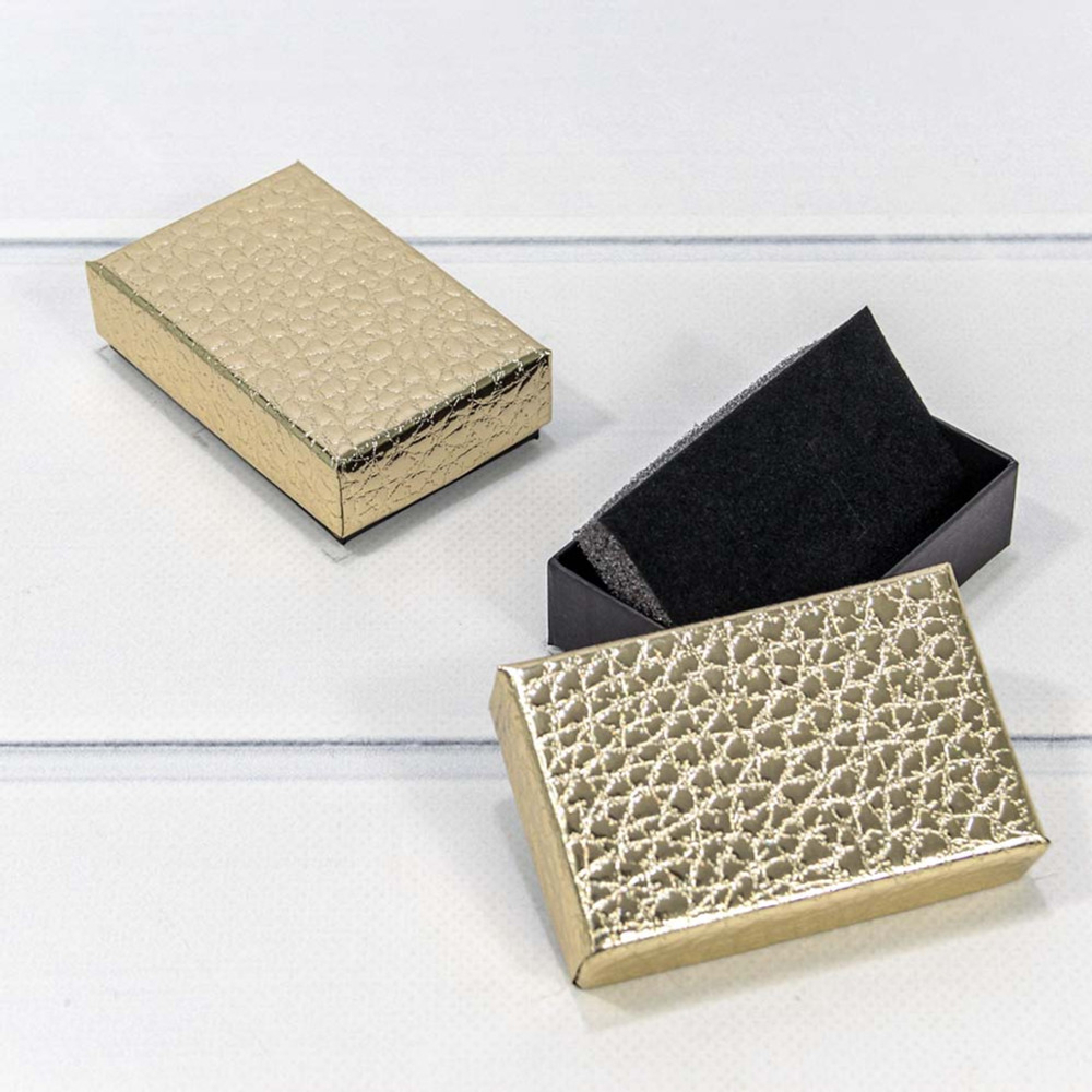 Коробка Ювелирная 8х5х2.5 см Набор 2 шт "Кожа крокодила" (Золотой)