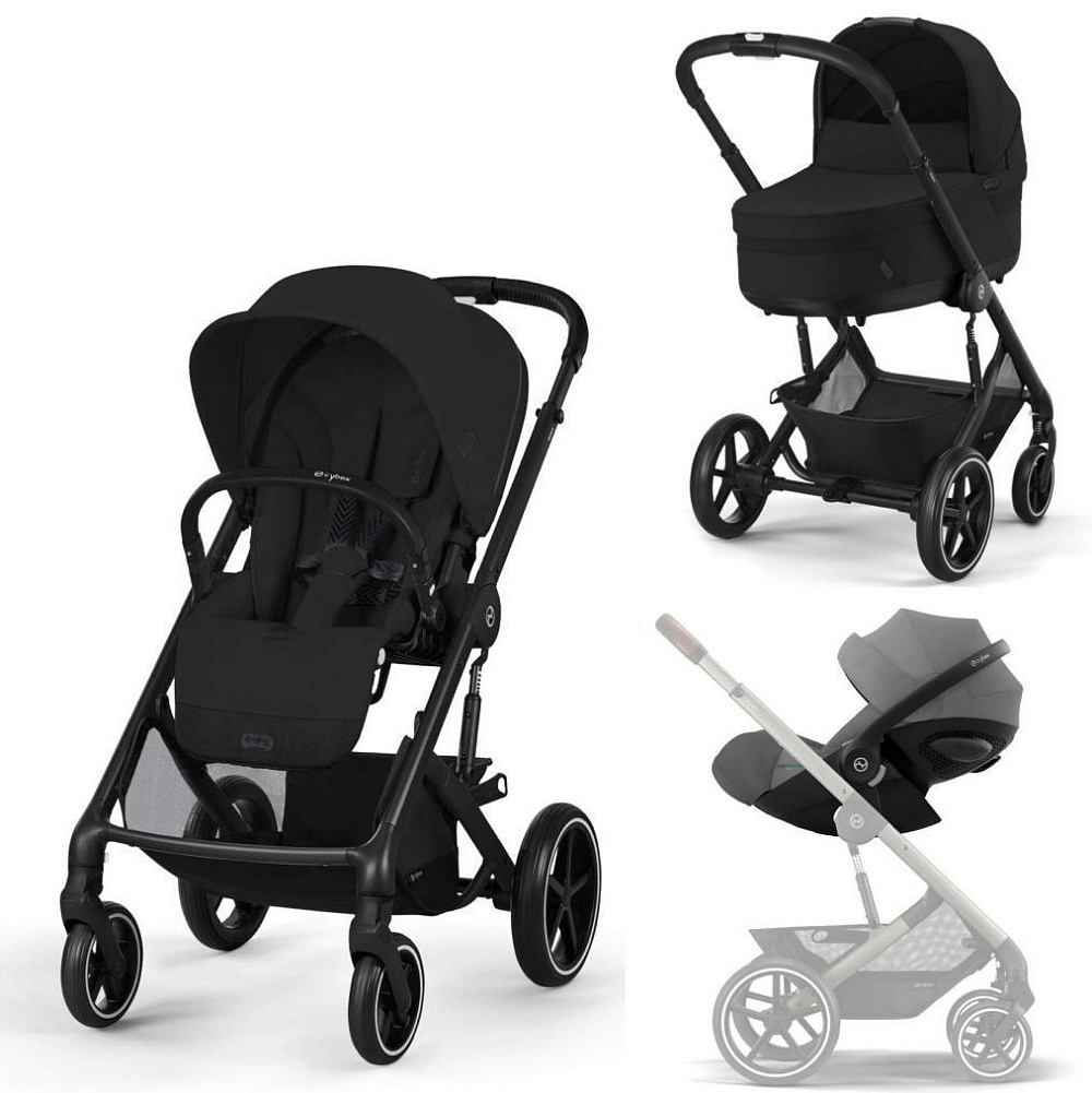 Коляска Cybex Balios S Lux BLK 2025 Cloud G i-Size Lava Grey Plus 3 в 1 Moon Black с дождевиками