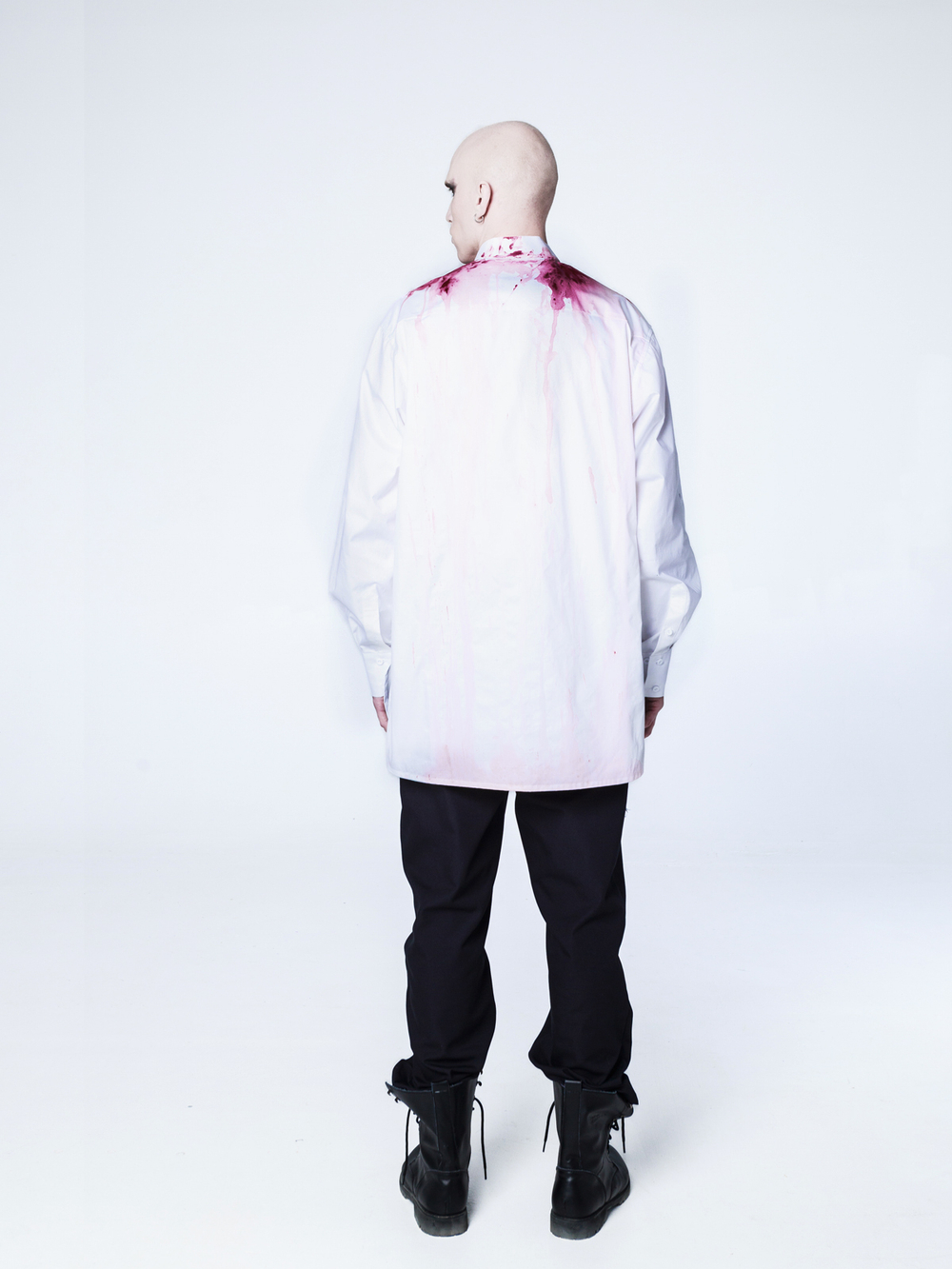 Рубашка "Калина" с окрашиванием. Бело-красная