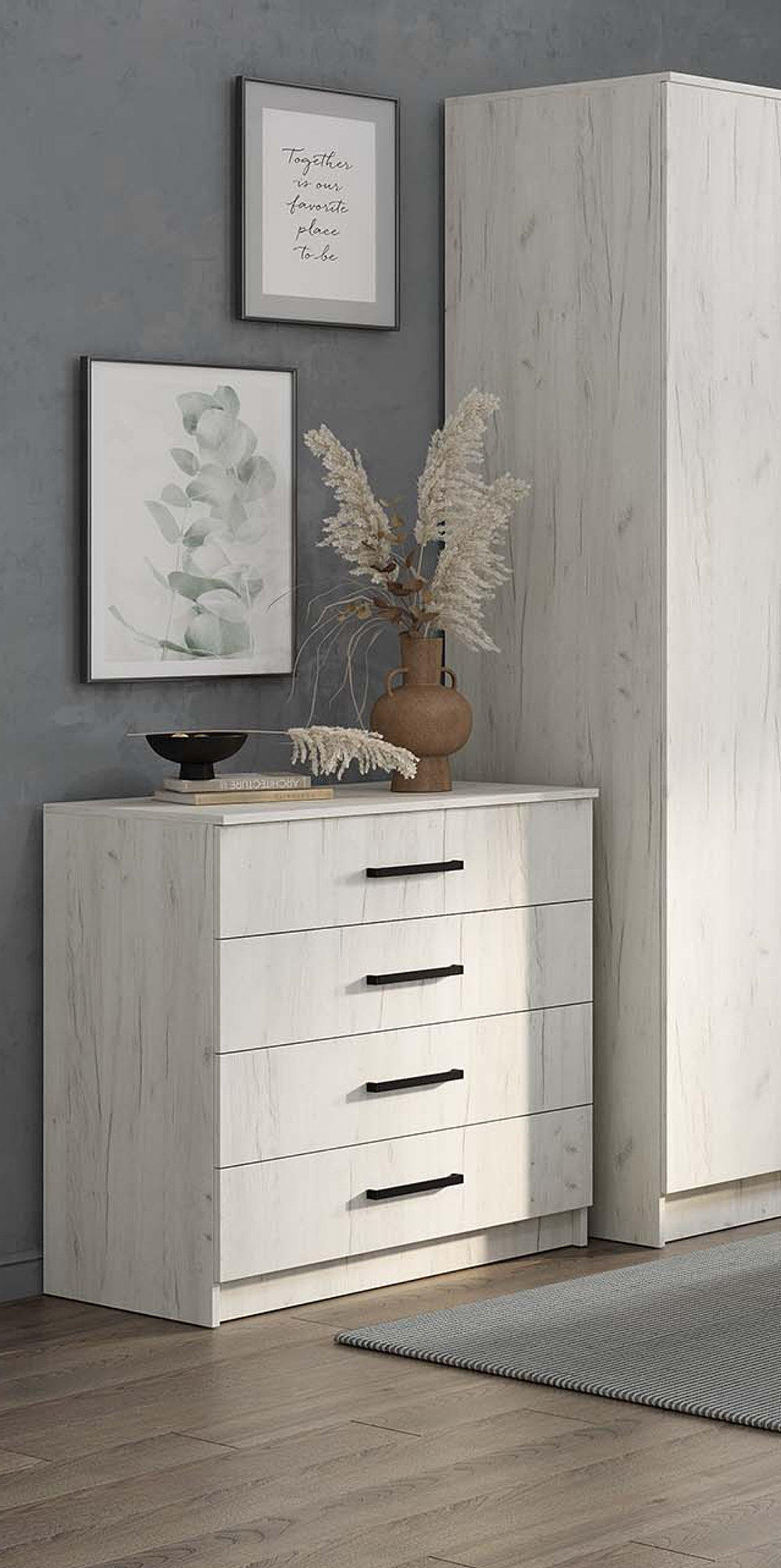 Комод Фиеста дуб крафт белый 850