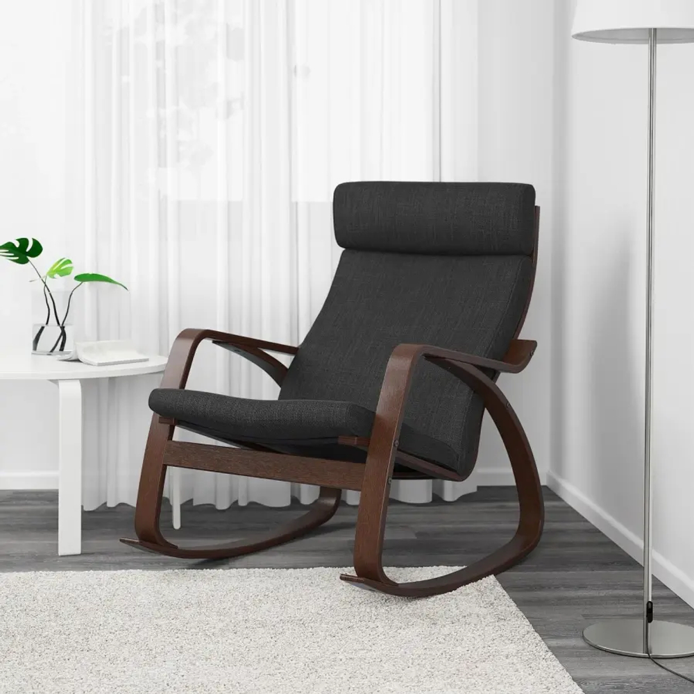 Кресло-качалка - IKEA POÄNG/POANG/ПОЭНГ ИКЕА, 68х94х95 см, темно-серый
