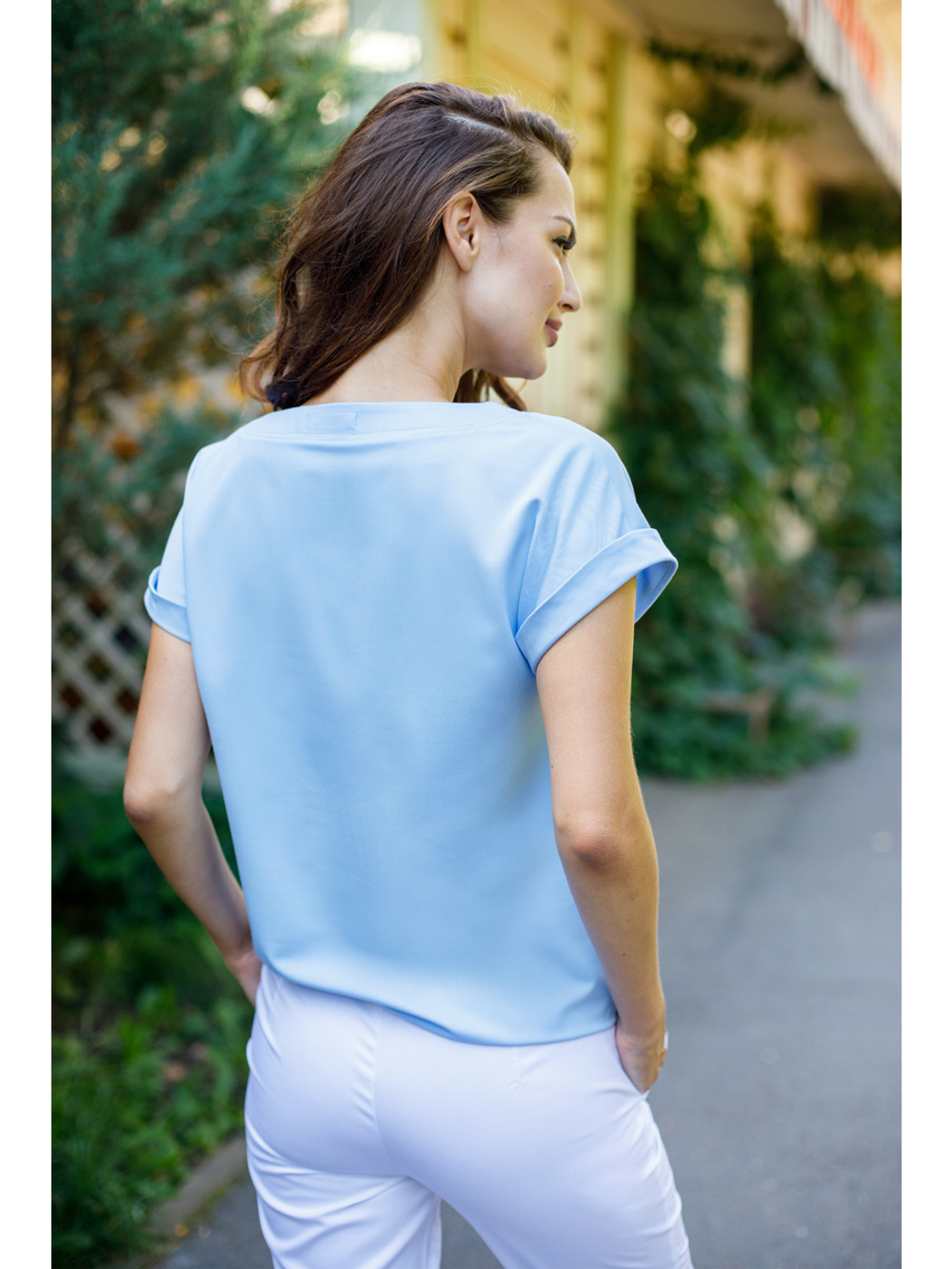 Голубая блуза медицинская Бл-1019 MediS.moda