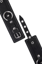 Черные двухслойные наручники с белой строчкой