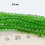 Бусина стекло, цвет зеленый, размер 3*4 мм, цена за 3 грамма (около 40 шт)