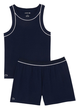 Женские шорты теннисные Lacoste Пижамный комплект из хлопка в рубчик