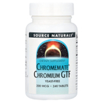 Source Naturals, Chromemate® GTF, хром, 200 мкг, 240 таблеток