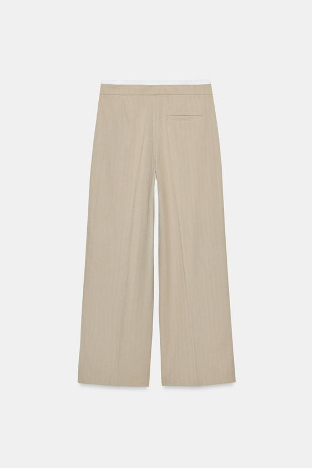 ZARA БРЮКИ С ШИРОКИМИ ШТАНИНАМИ И ДВОЙНЫМ ПОЯСОМ, ПЕСОЧНЫЙ