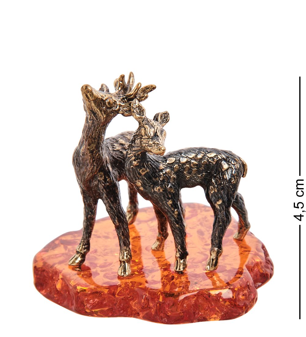 Народные промыслы AM-3162 Фигурка «Лань тристан и Изольда» (латунь, янтарь)