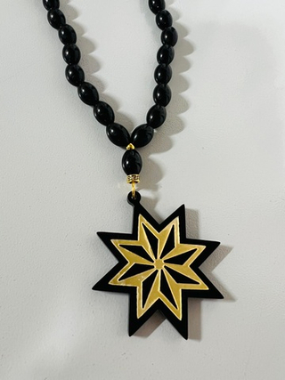 Игрушка-Подвеска на зеркало заднего вида - ЧЕТКИ ЭМАЛЬ Черная - Звезда 8конечная