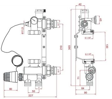Насосно-смесительный узел Rommer RDG-0120-009000 с термостатической головкой с выносным датчиком