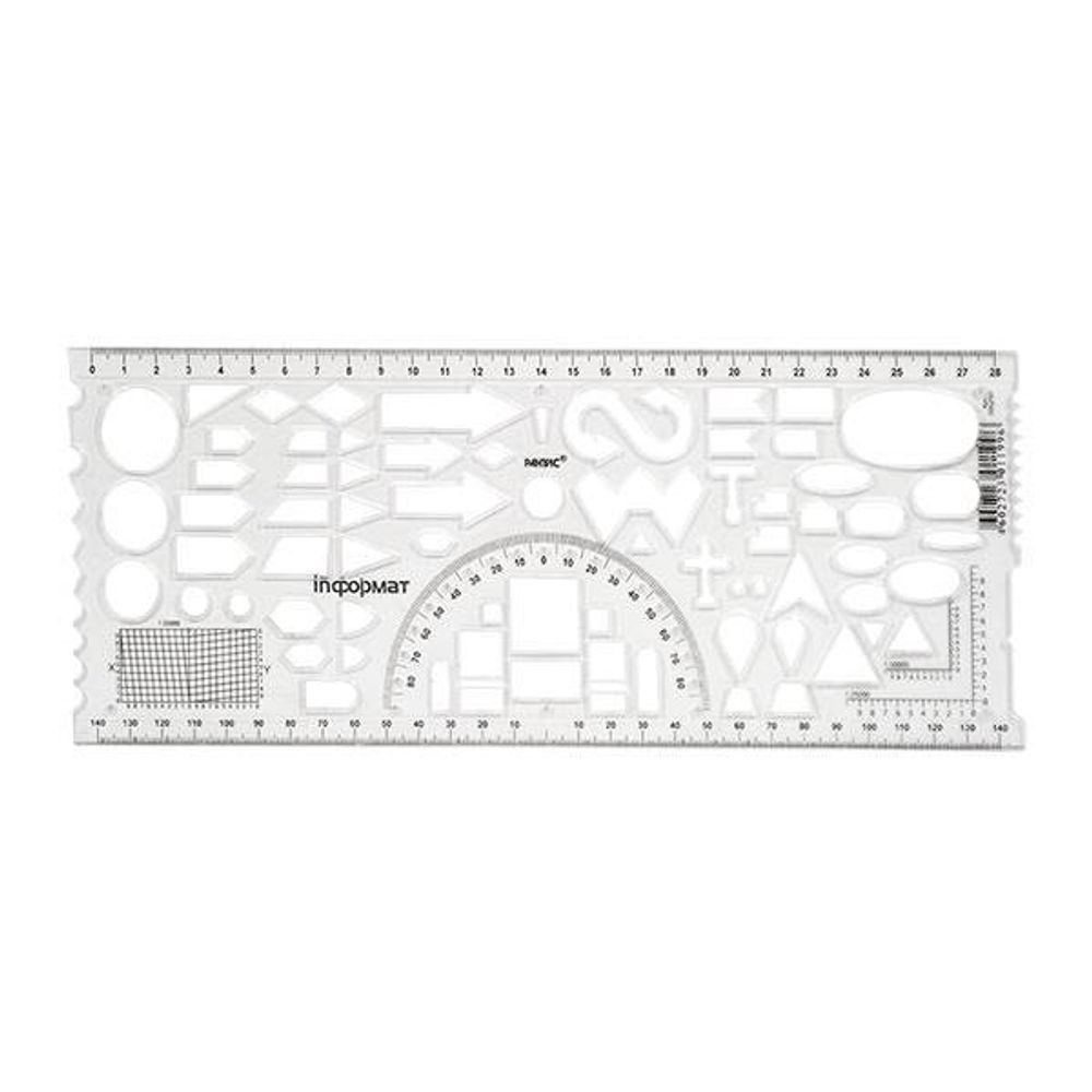Линейка офицерская 28 см пластик морская прозрач.