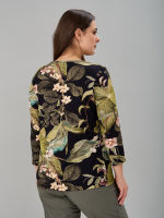 Лонгслив ЛНв-306/черный-листья