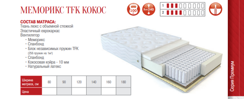 МАТРАС МЕМОРИКС TFK КОКОС