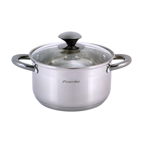 Набор кастрюль 8 предметов Kamille KM 4927 из нержавеющей стали (1,5 л; 2 л; 3 л; 5 л.) черные ручки