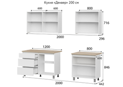 Кухня «Денвер» Белая 200 см