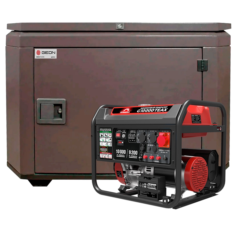 Генератор бензиновый SUNREKA G10000TEAX с кожухом Geon 1400SS RAL 8019
