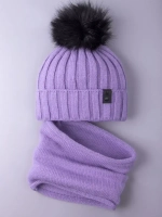 Шапка детская зимняя вязаная с помпоном и снуд