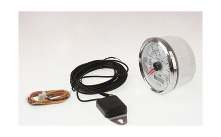 GPS-спидометр аналоговый 0-45 узлов, белый циферблат, нержавеющий ободок, выносная антенна, д. 85 мм