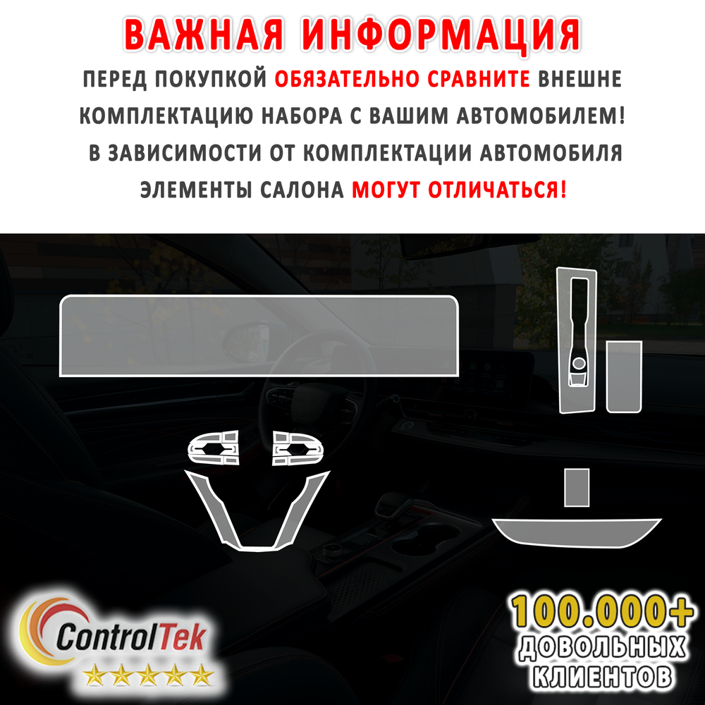 OMODA S5 GT (2023) - комплект защитных пленок 4 в 1. Пленка защитная ControlTek HYBRID со слоем TOP COAT. Толщина: 6 mil. (175 мкм.)