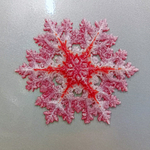 Новогодний магнит на холодильник снежинка, 3D печать, 10 см., красная