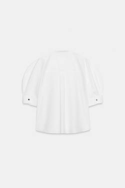 ZARA РУБАШКА ИЗ ПОПЛИНА С ПУГОВИЦАМИ — ZW COLLECTION, БЕЛЫЙ