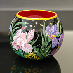Вазочка с ручной росписью Палех "Ирисы"