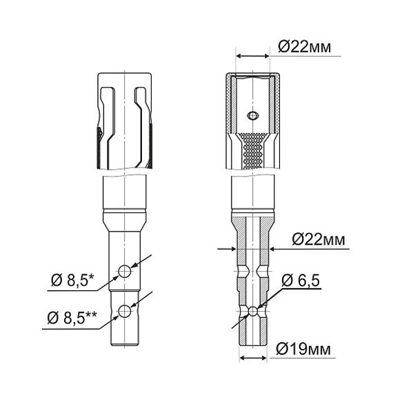Удлинитель шнека универсальный УШ-400.22 ф выходного вала мотобура 22 мм (T-USH-400.22) Тонар (0)