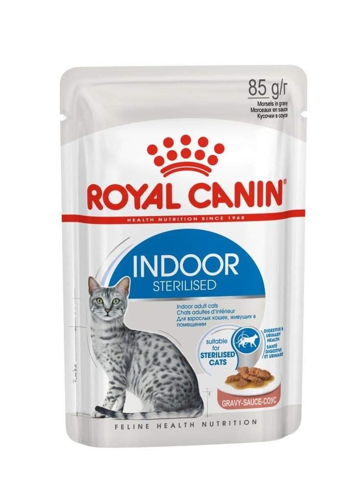 Влажный корм для кошек Royal canin Indoor Sterilised кусочки в соусе, Пауч 85 г
