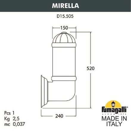 Светильник уличный настенный FUMAGALLI MIRELLA D15.505.000.BXF1R.FRA